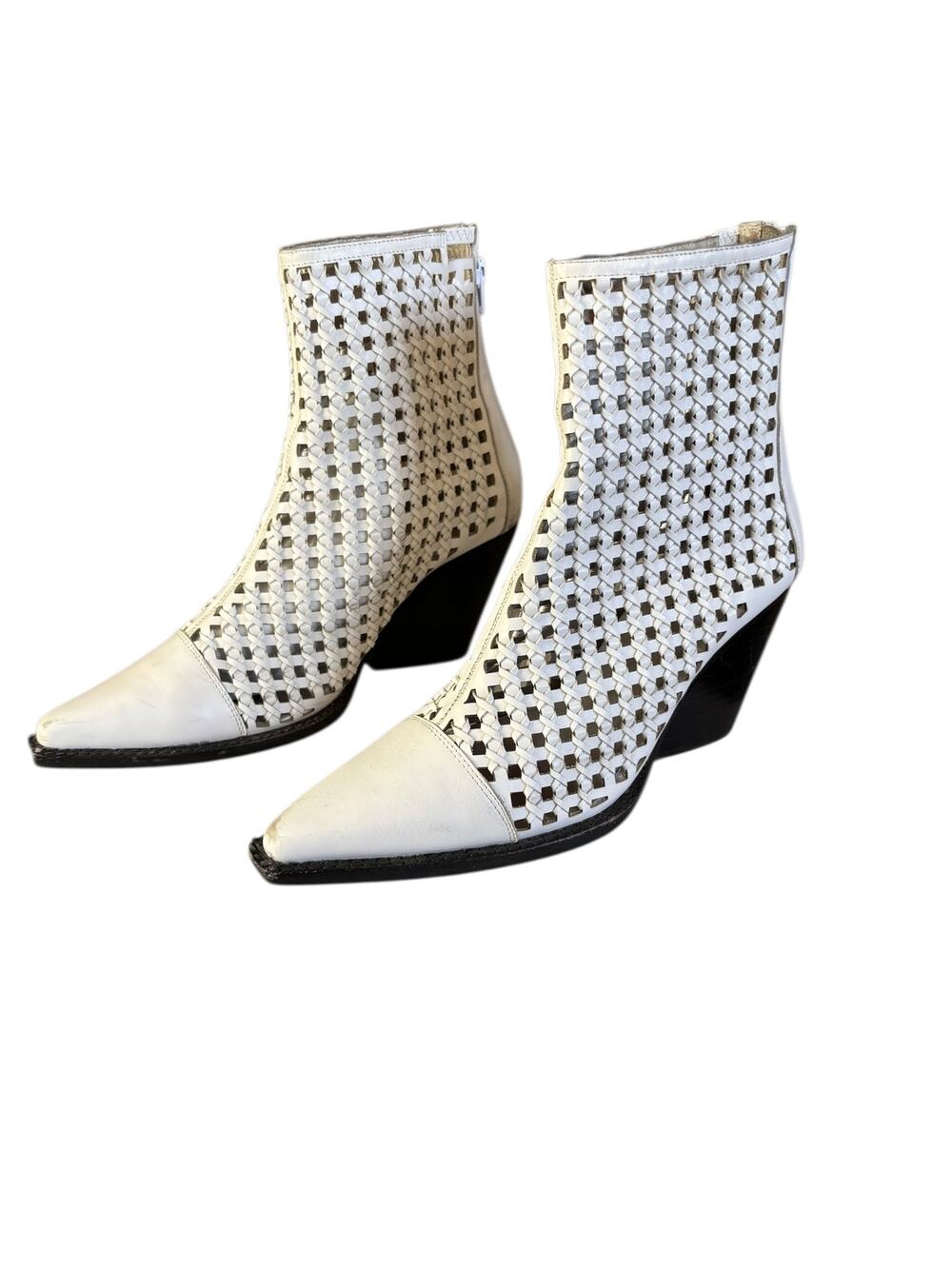 Jeffrey Campbell Waven Woven Bootie Boots Size 9 Heavy Wear